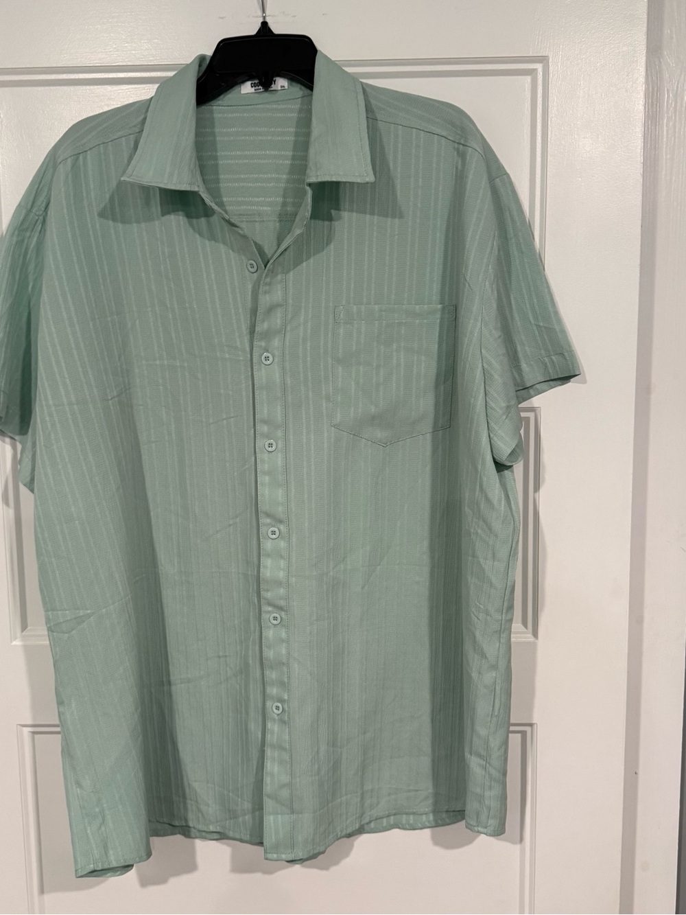 Casual Short-Sleeve Button-Down Shirt - Mint Green